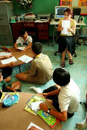 Volunteer with children